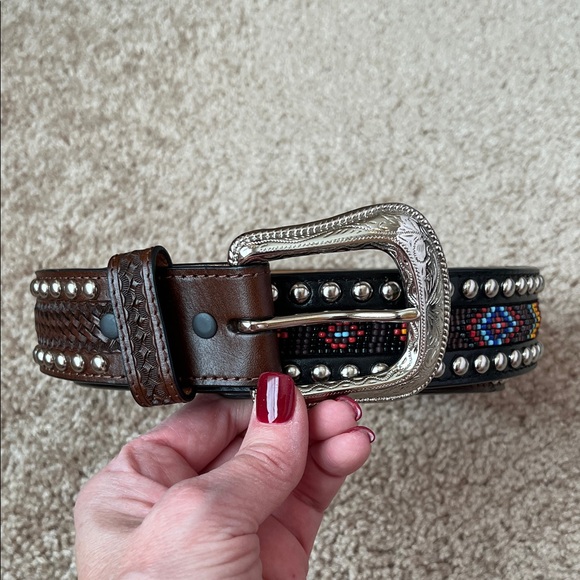 3-D Belt Other - 3-D Leather Unisex Beaded Studded Belt
